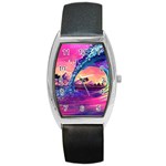 Retro Wave Ocean Barrel Style Metal Watch Front