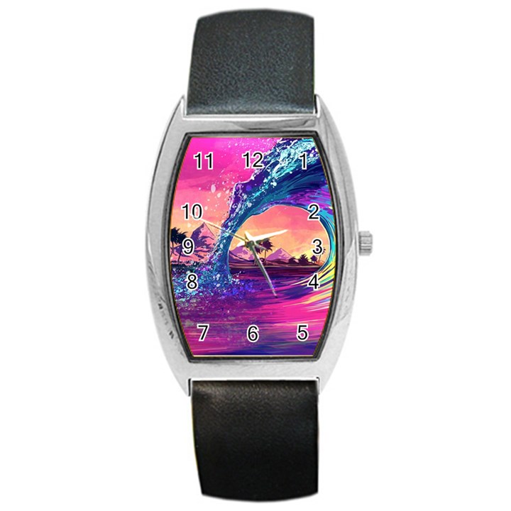 Retro Wave Ocean Barrel Style Metal Watch