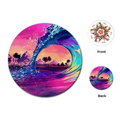 Retro Wave Ocean Playing Cards Single Design (round)