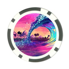 Retro Wave Ocean Poker Chip Card Guard by Semog4