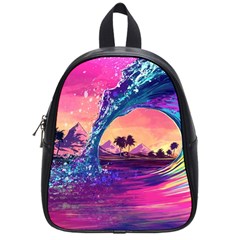 Retro Wave Ocean School Bag (small) by Semog4