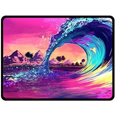 Retro Wave Ocean Fleece Blanket (large) by Semog4