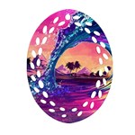 Retro Wave Ocean Oval Filigree Ornament (Two Sides) Front