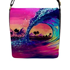 Retro Wave Ocean Flap Closure Messenger Bag (l) by Semog4