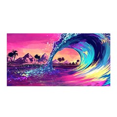 Retro Wave Ocean Satin Wrap 35  X 70  by Semog4