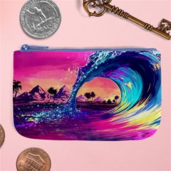 Retro Wave Ocean Large Coin Purse by Semog4