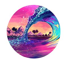 Retro Wave Ocean Mini Round Pill Box by Semog4