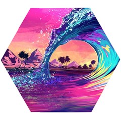 Retro Wave Ocean Wooden Puzzle Hexagon