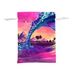 Retro Wave Ocean Lightweight Drawstring Pouch (L) Back