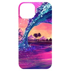 Retro Wave Ocean Iphone 14 Black Uv Print Case by Semog4