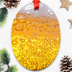 Texture Pattern Macro Glass Of Beer Foam White Yellow Bubble Ornament (oval) by Semog4