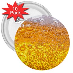 Texture Pattern Macro Glass Of Beer Foam White Yellow Bubble 3  Buttons (10 Pack)  by Semog4