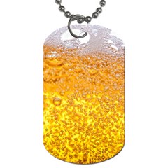 Texture Pattern Macro Glass Of Beer Foam White Yellow Bubble Dog Tag (one Side) by Semog4