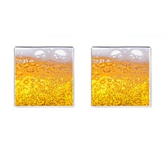 Texture Pattern Macro Glass Of Beer Foam White Yellow Bubble Cufflinks (square) by Semog4