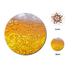 Texture Pattern Macro Glass Of Beer Foam White Yellow Bubble Playing Cards Single Design (round) by Semog4