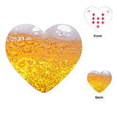 Texture Pattern Macro Glass Of Beer Foam White Yellow Bubble Playing Cards Single Design (heart) by Semog4