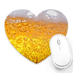 Texture Pattern Macro Glass Of Beer Foam White Yellow Bubble Heart Mousepad by Semog4