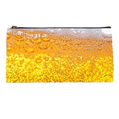 Texture Pattern Macro Glass Of Beer Foam White Yellow Bubble Pencil Case by Semog4