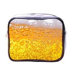 Texture Pattern Macro Glass Of Beer Foam White Yellow Bubble Mini Toiletries Bag (one Side) by Semog4