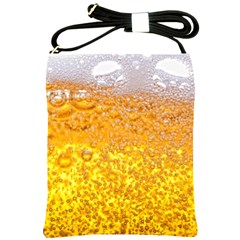 Texture Pattern Macro Glass Of Beer Foam White Yellow Bubble Shoulder Sling Bag by Semog4