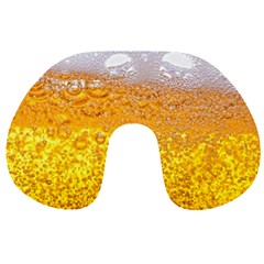 Texture Pattern Macro Glass Of Beer Foam White Yellow Bubble Travel Neck Pillow by Semog4