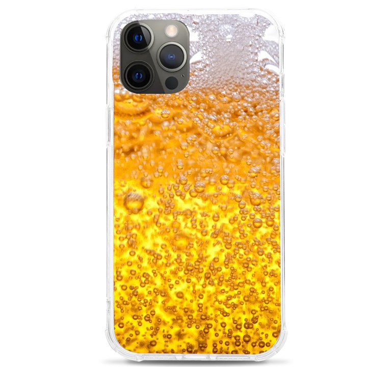 Texture Pattern Macro Glass Of Beer Foam White Yellow Bubble iPhone 12 Pro max TPU UV Print Case