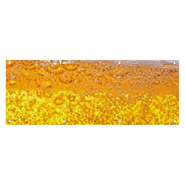 Texture Pattern Macro Glass Of Beer Foam White Yellow Bubble Banner and Sign 8  x 3 