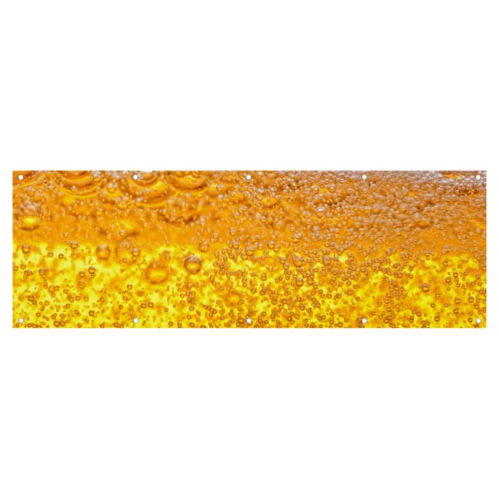 Texture Pattern Macro Glass Of Beer Foam White Yellow Bubble Banner and Sign 12  x 4 