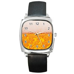 Beer Texture Drinks Texture Square Metal Watch by Semog4