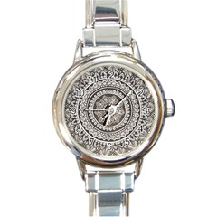 Mandala Circles Drawing Pattern Round Italian Charm Watch by Semog4