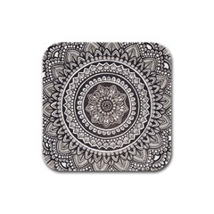 Mandala Circles Drawing Pattern Rubber Square Coaster (4 Pack) by Semog4