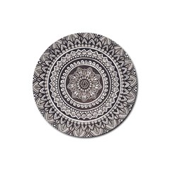 Mandala Circles Drawing Pattern Rubber Coaster (round) by Semog4