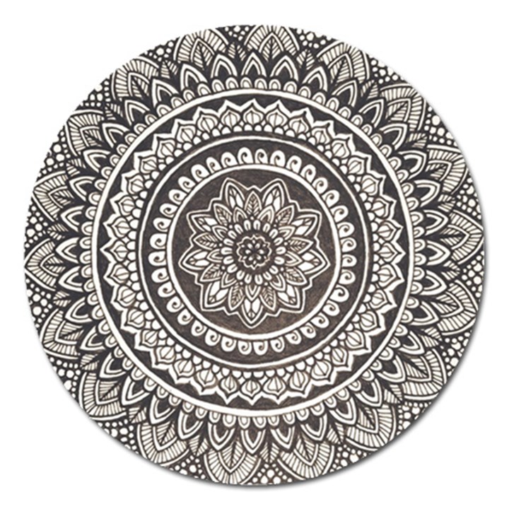 Mandala Circles Drawing Pattern Magnet 5  (Round)