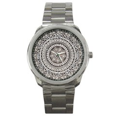 Mandala Circles Drawing Pattern Sport Metal Watch by Semog4