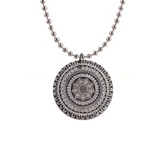 Mandala Circles Drawing Pattern 1  Button Necklace by Semog4