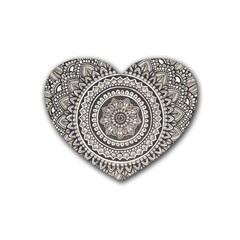 Mandala Circles Drawing Pattern Rubber Heart Coaster (4 Pack) by Semog4