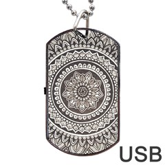 Mandala Circles Drawing Pattern Dog Tag Usb Flash (two Sides) by Semog4