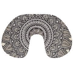 Mandala Circles Drawing Pattern Travel Neck Pillow by Semog4