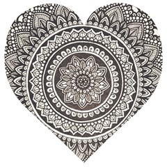 Mandala Circles Drawing Pattern Wooden Puzzle Heart by Semog4