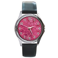 Pink Mandala Glitter Bohemian Girly Glitter Round Metal Watch by Semog4