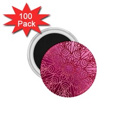 Pink Mandala Glitter Bohemian Girly Glitter 1 75  Magnets (100 Pack)  by Semog4