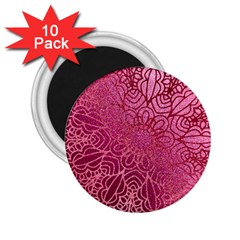 Pink Mandala Glitter Bohemian Girly Glitter 2 25  Magnets (10 Pack)  by Semog4