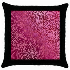 Pink Mandala Glitter Bohemian Girly Glitter Throw Pillow Case (black) by Semog4