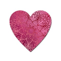 Pink Mandala Glitter Bohemian Girly Glitter Heart Magnet by Semog4