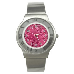 Pink Mandala Glitter Bohemian Girly Glitter Stainless Steel Watch by Semog4