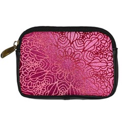 Pink Mandala Glitter Bohemian Girly Glitter Digital Camera Leather Case by Semog4