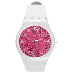 Pink Mandala Glitter Bohemian Girly Glitter Round Plastic Sport Watch (m) by Semog4