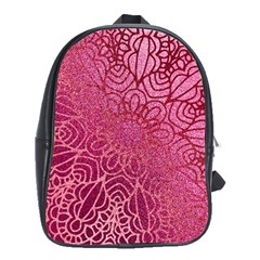 Pink Mandala Glitter Bohemian Girly Glitter School Bag (xl) by Semog4