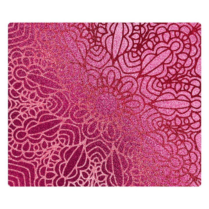 Pink Mandala Glitter Bohemian Girly Glitter Two Sides Premium Plush Fleece Blanket (Small)