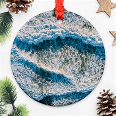 Waves Wave Nature Beach Round Ornament (two Sides) by Semog4